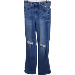 Judy Blue Jeans Tummy Control Knee Destroyed Straight Leg Size 27 Boho Casual